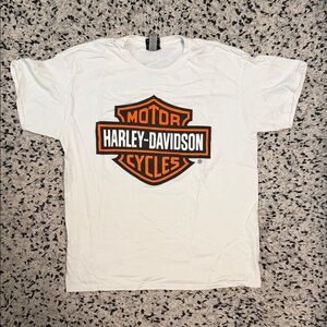 Harley-Davidson White and Orange Logo Tee